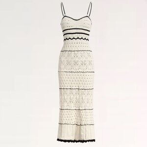 NWT Olive & Oak Ivory and Black Crochet Dress